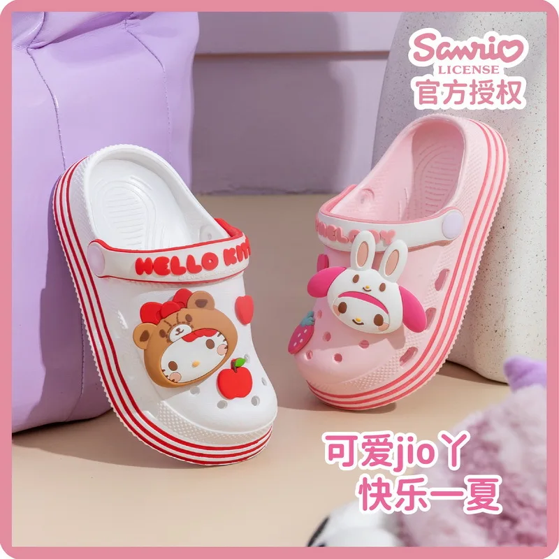 Kawaii Kuromi Cinnamoroll Eva Slippers Girls Outdoor Beach Sandals Anime Hello Kitty Kids Adult Cartoon Accessories Shoes Gifts