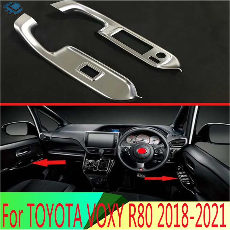 

For TOYOTA VOXY R80 Right Hand Drive 2018-2021 2019 2020 ABS matte Door Window Armrest Cover Switch Panel Trim Molding Garnish