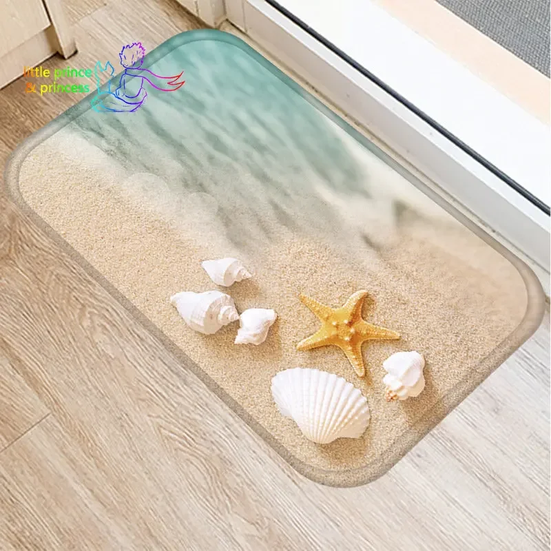 Sea Doormat Ocean Beach Starfish Pattern Anti-Slip Carpet Door Mat Doormat Outdoor Kithchen Living Room Floor Mat Rug