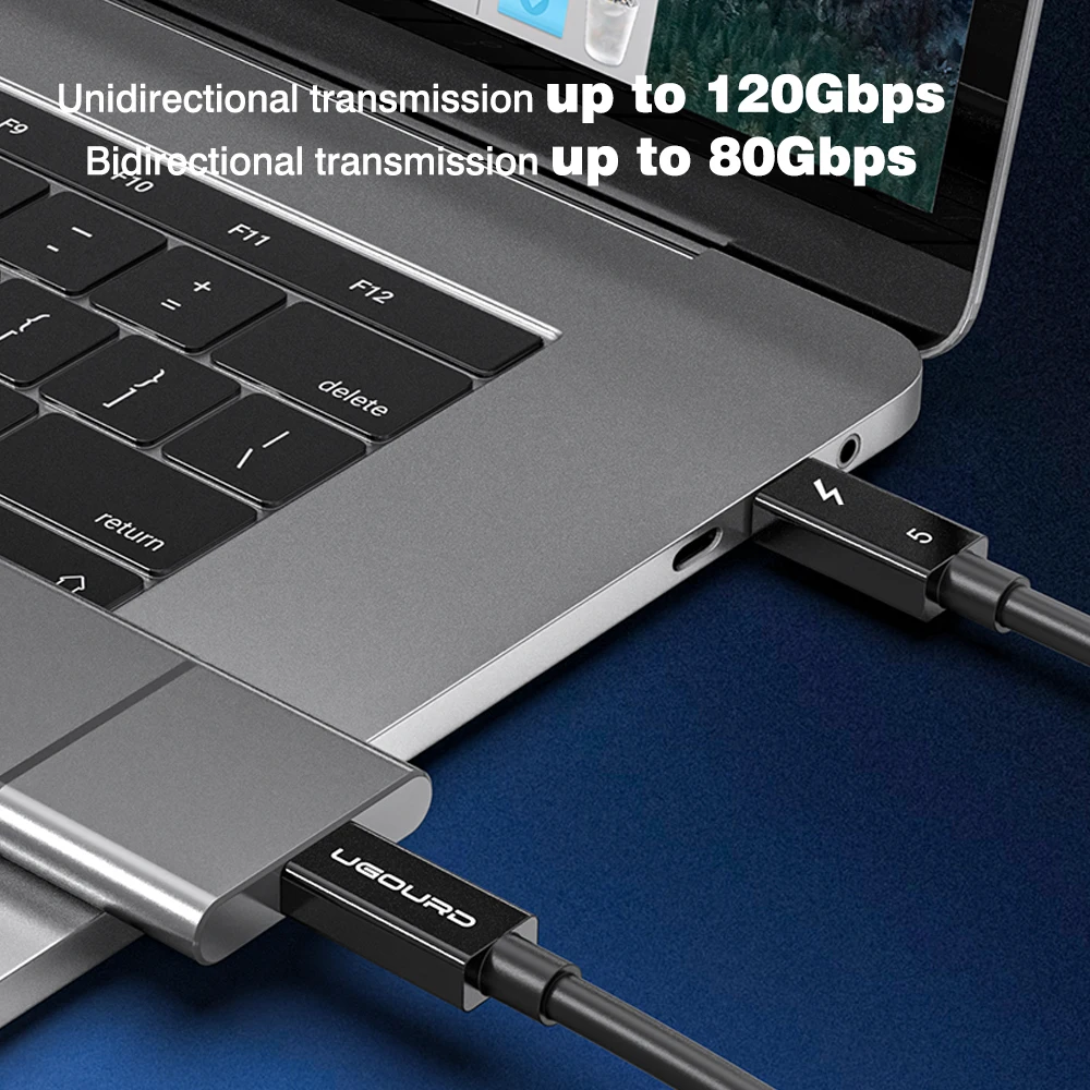 Kabel koncentryczny UGOARD 0.3m-2m Type-C Thunderbolt5 posrebrzany, 80 Gbps, kompatybilny z Thunderbolt 4/3 do kart graficznych zewnętrznych i HUB-ów — zdjęcie produktu 4