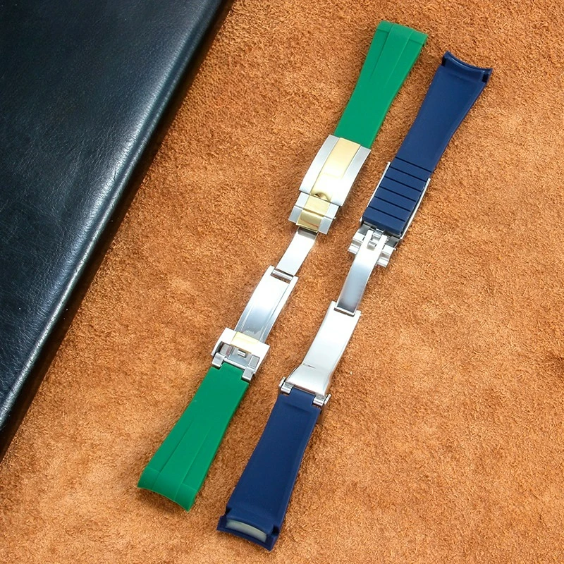 لساعة رولكس دايتونا يخت ماستر فائقة المرونة ومريحة للارتداء من السيليكون 20 21 مشبك قابل للطي نمط واجهة منحنية