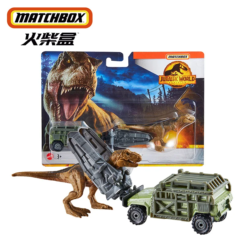 Original Matchbox Car Jurassic World Dino Transporters Diecast 1:64 Voiture Giganotosaurus Tyrannosaurus Rex Kids Toys for Boys