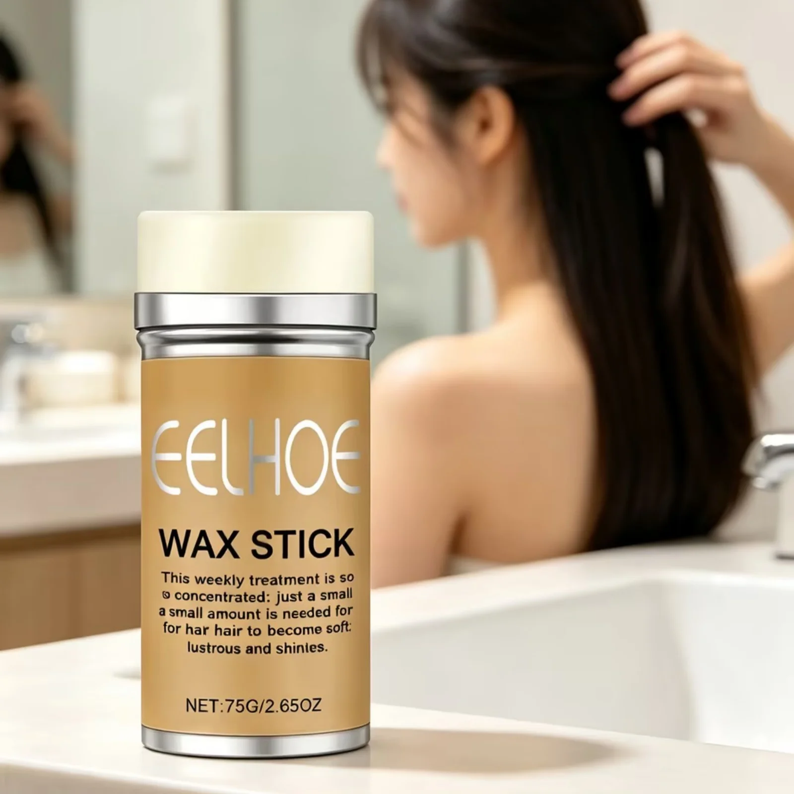 EELHOE Hair Wax Stick Deeply Nourishing Soft Smoothing Frizzy Boost Luster Long Lasting Styling Gentle Formula Hair Fix Wax 75g