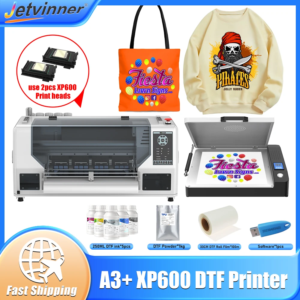 A3+ XP600 DTF Printer Bundle Directly to Film Transfer Printer 13 Inch DTF Printer A3 T shirt Printing Machine For Fabric Print