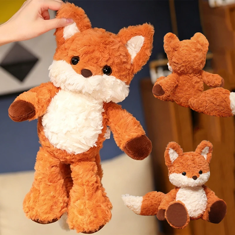 Peluche de Zorro Adorable de 35cm/50cm, Juguete de Peluche Suave de Zorros Naranjas de Dibujos Animados, Muñeco de Peluche para Regalo de Cumpleaños