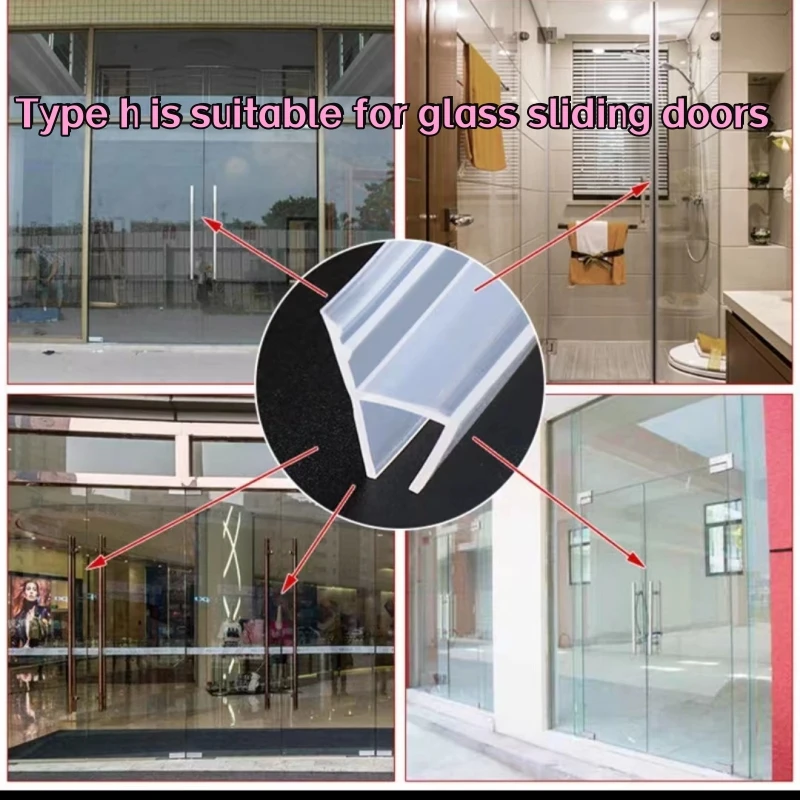 H-shaped, F-shaped, U-shaped Frameless Glass Door Sealing Strip, Bathroom Water Blocking Sealing Strip