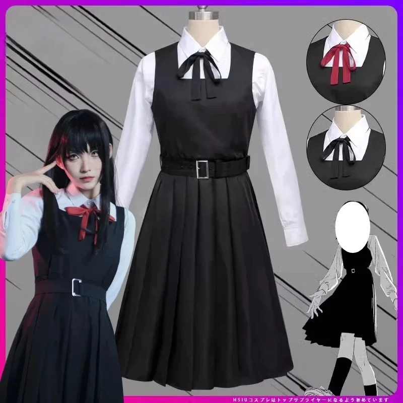 

Mitaka Asa Costume Anime Cosplay Man Black Uniform Shirt Long Sleeves Dress Full Set Wig Women Role Play Outfit