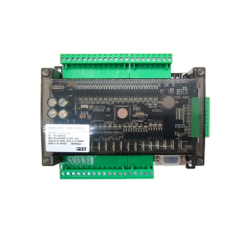 FX3U 30MR 32MT PLC 38400bps Relay Transistor Industrial Control Board Controller RS232 RS485 6AD 2DA