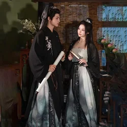 Men Women Vintage Lotus Hanfu Traditional Chinese Song Dynasty Cross Collar Costume INS Embroidery Lovers Couple Hanfu Dress Set