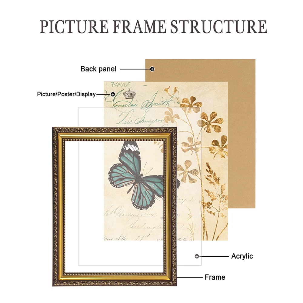 Vintage gouden foto fotolijst muur opknoping tafelblad display poster kunst met duurzaam plexiglas cover thuis woonkamer decor