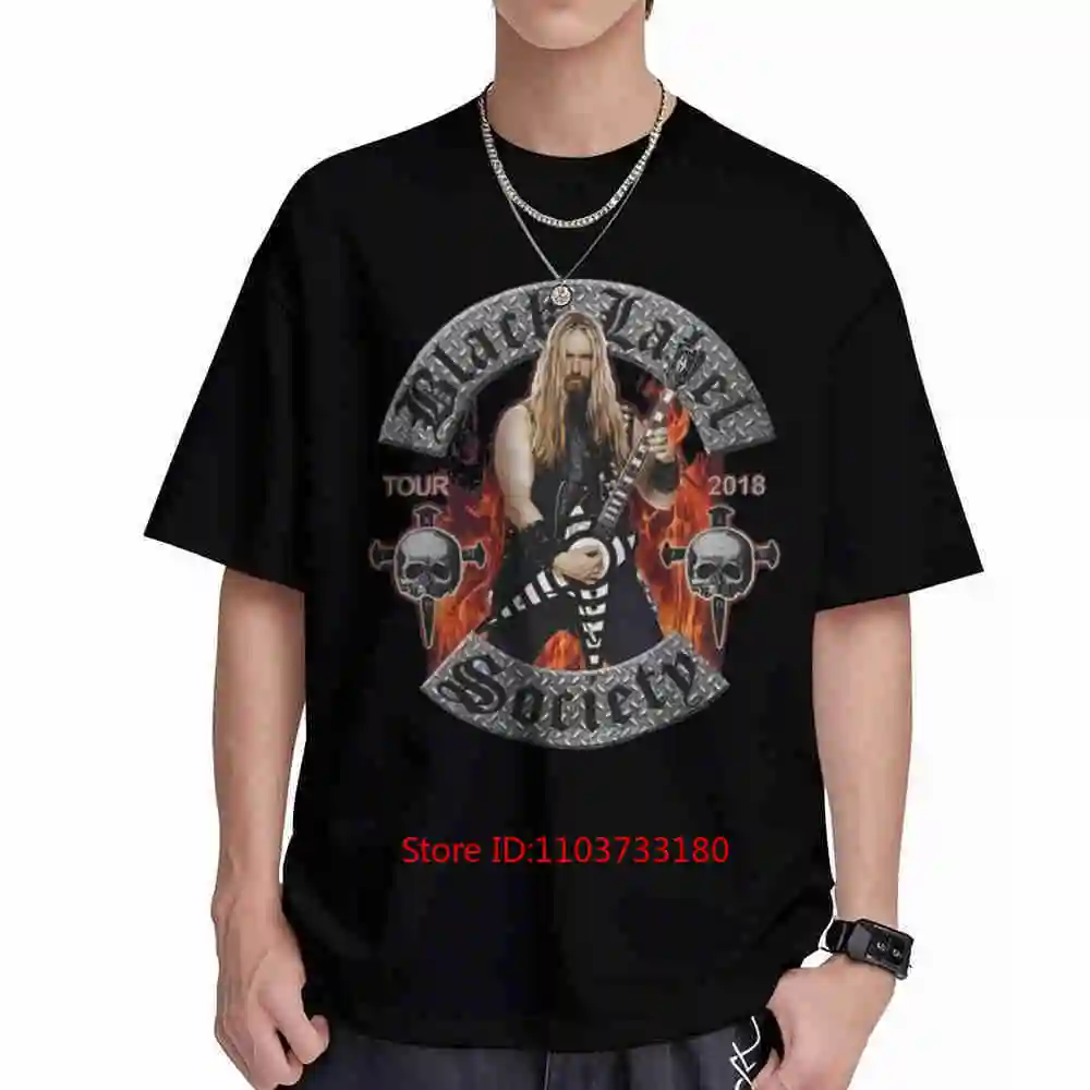 Black Label Society Skull Flame Logo Short Sleeve Tee 100% Cotton T-Shirt
