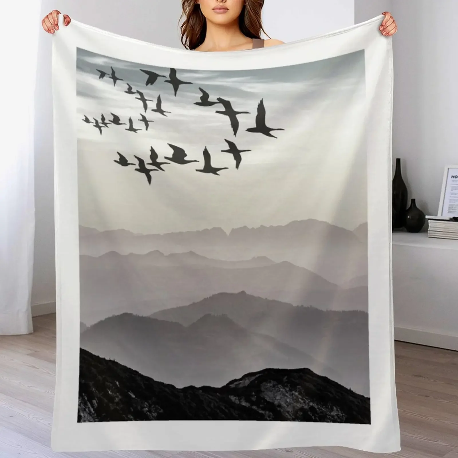 

Geese Flying In Formation - Picture Landscape Throw Blanket Cozy Warm Blanket for Bed Room Decor