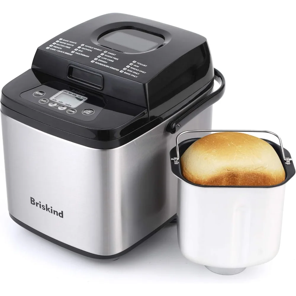 

19-in-1 Compact Bread Maker Machine, 1.5 lb / 1 lb Loaf Small Breadmaker with Carrying Handle, Including Gluten Free, Dough