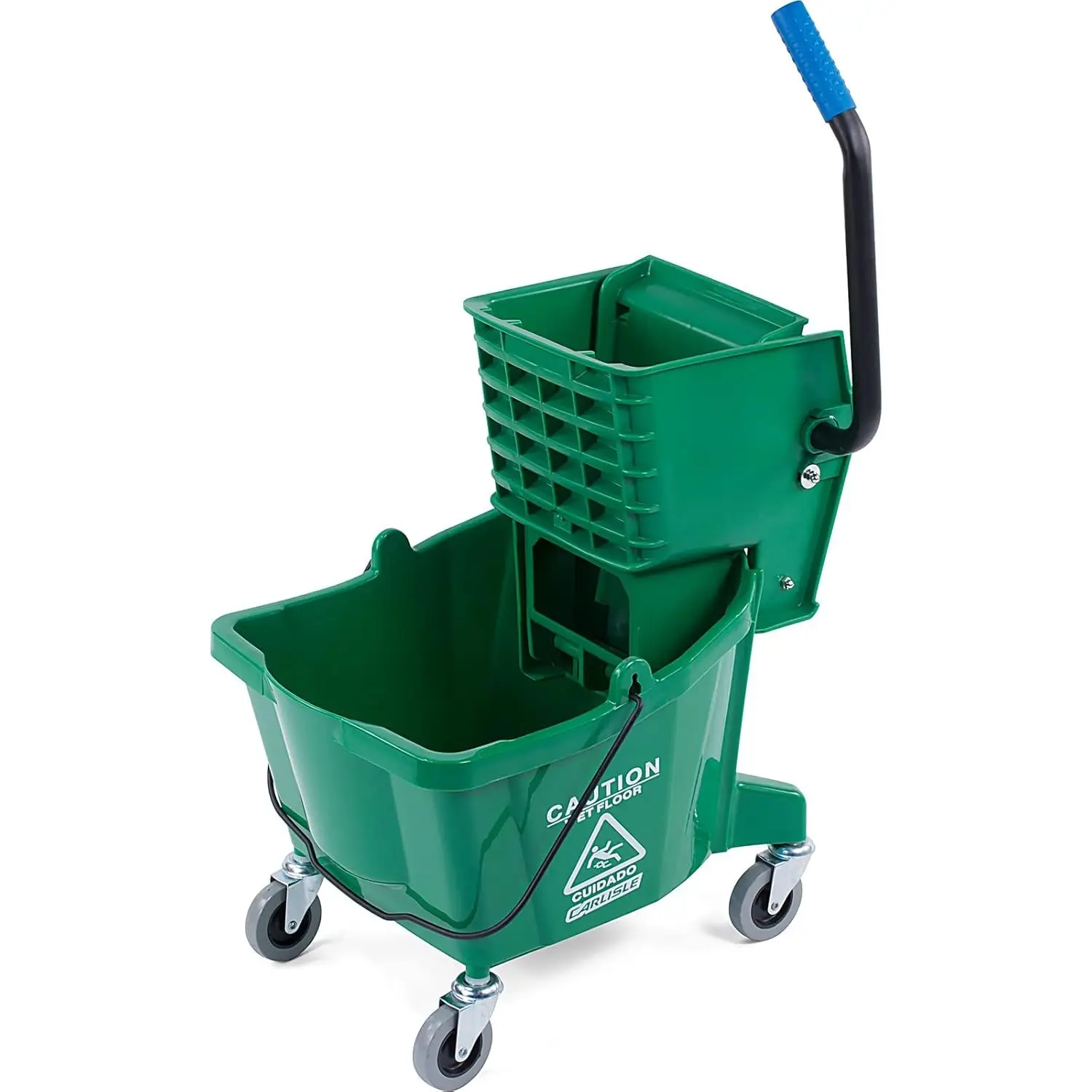 

26-Quart Commercial Mop Bucket with Side-Press Wringer, Precision-Molded Polypropylene, Durable Wringer, Bucket with Non-Marking
