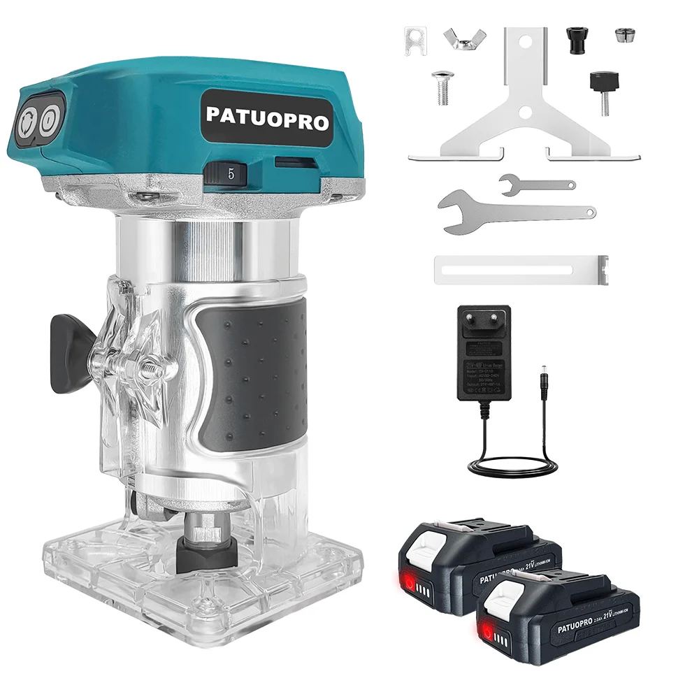 

PATUOPRO Brushless Electric Trimmer 5-speed Woodworking Wood Router Milling Engraving Slotting Machine For Makita 18V Battery