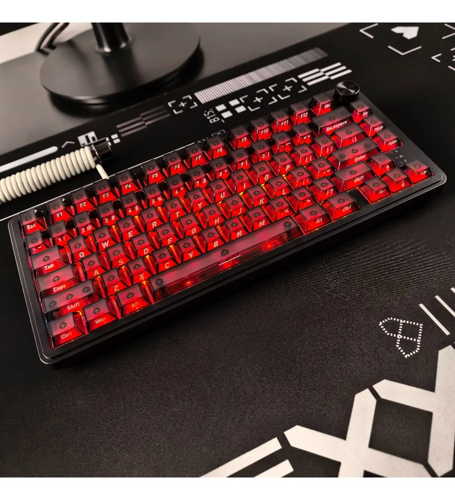 Black Top Fog Transparent Keycap Fits Wooting Mai from Ace68 Mage Forerunner X87 Night Demon ATK