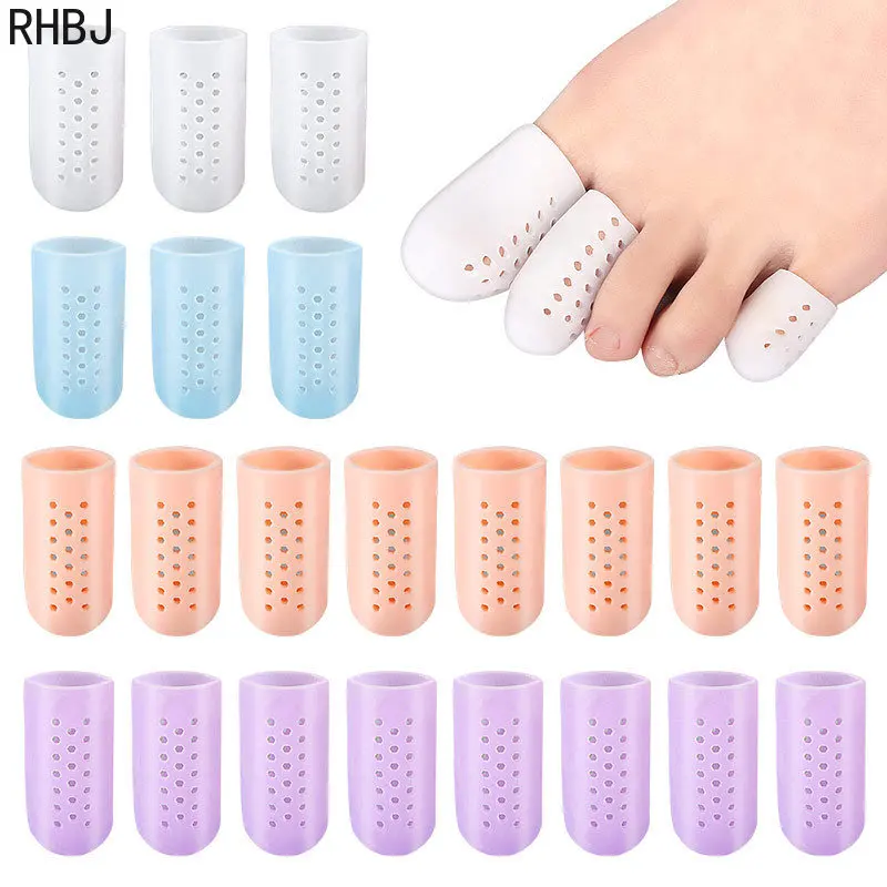 10Pcs=5Pairs Finger Foot Care Toe Tube Protector Silicone Gel Bunion Corrector Separator Stretchers Corns Blisters Pain Relief