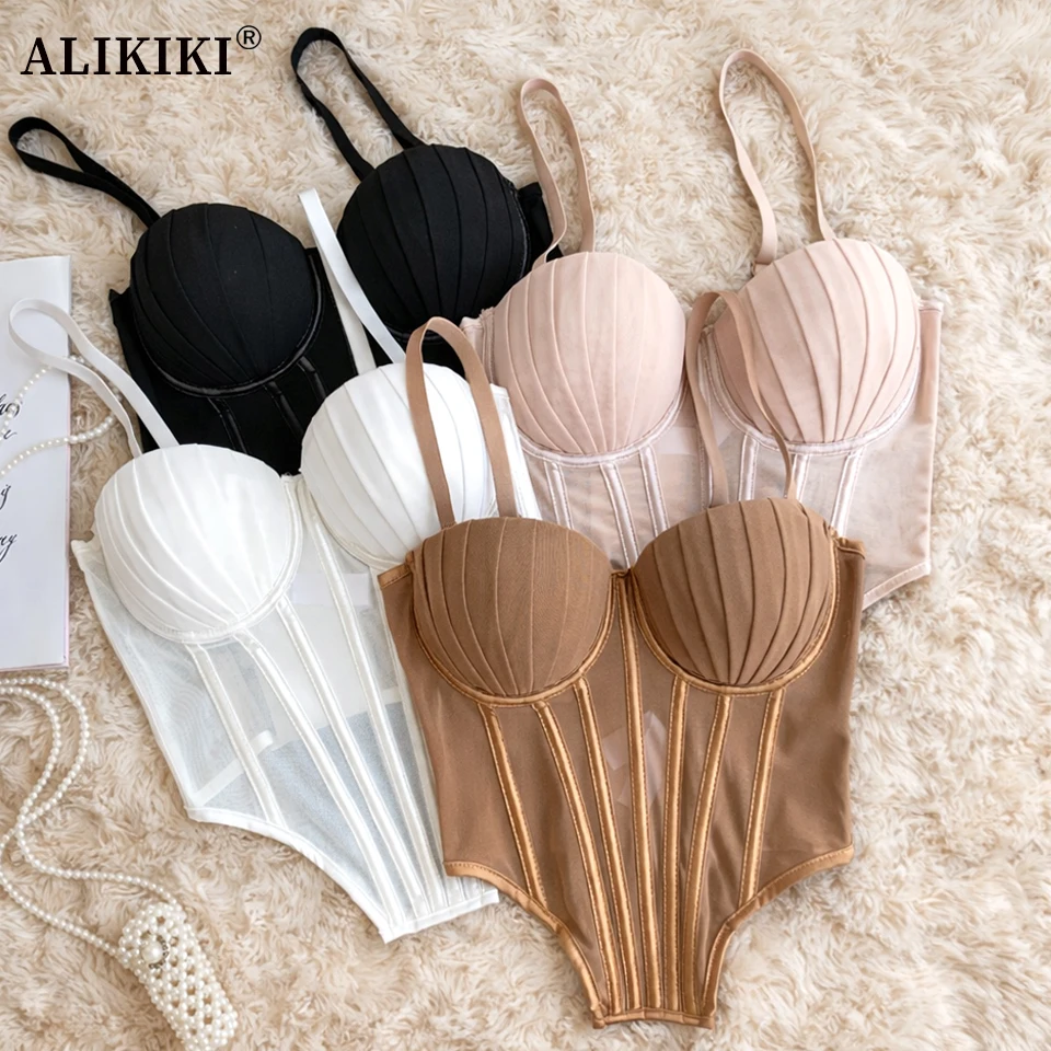 

Сексуальные корсетные топы для женщин, кружевное сетчатое бюстье на выход, укороченный топ без косточек, ночные наряды для свиданий