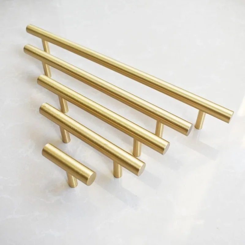 Modern Gold Kitchen Door T Bar Straight Handle Knobs Cabinet Pull Drawer Diameter 10mm Stainless Steel Handles Furniture Handle