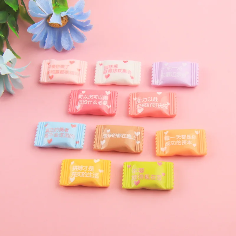 Chinese Style Resin Candy Flatback Cabochons 20pcs Kawaii Sweet Candies Flat Back Embellishments for Girls Hairpin Accessories