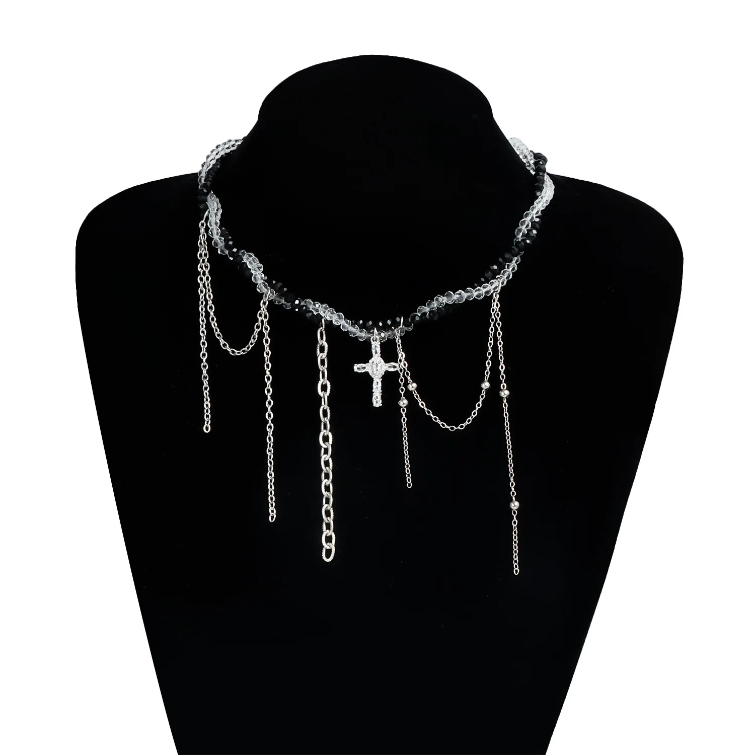 قلادة محظورة باللونين الأبيض والأسود للفتيات الداكنة، وقلادة على شكل عنصر متقاطع على طراز حار #2