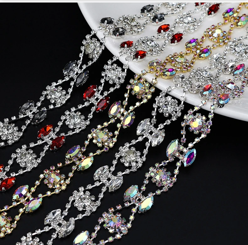 10 Yards Strass Kette Trim Kristall Diamant Zubehör DIY Handwerk Glänzende Diamant Tasche Geschenk Party Dekoration Band – Detail 2