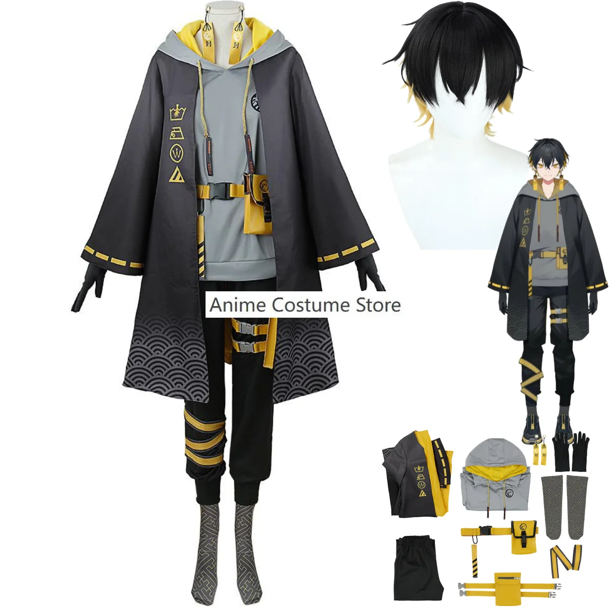 Anime Virtual Youtuber Yatogami Fuma Costume Cosplay holovive Production tumular!! Felpe con cappuccio cappotto parrucca uomo donna festa carnevale vestito