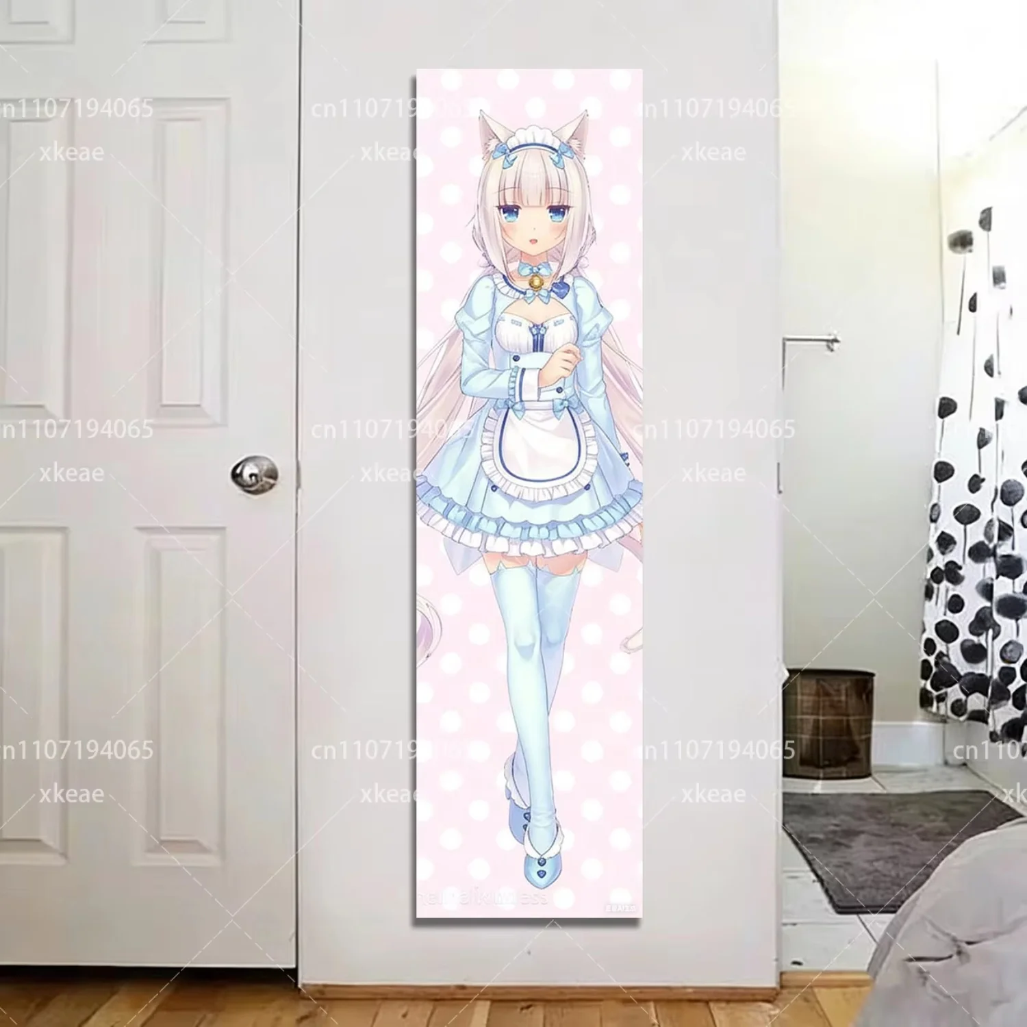 Nekopara Vanilla Anime Long Wall Tapestry, Cute Nekomimi Maid Poster, Kawaii Room Decor for Bedroom Dorm & Anime Fans