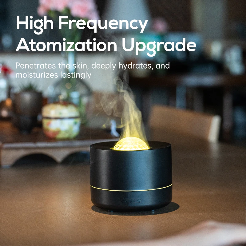 Colorful Flame Aromatherapy Machine Essential Oil Bedroom Atmosphere Light USB Plug in Starry Sky Projection Light Humidifier