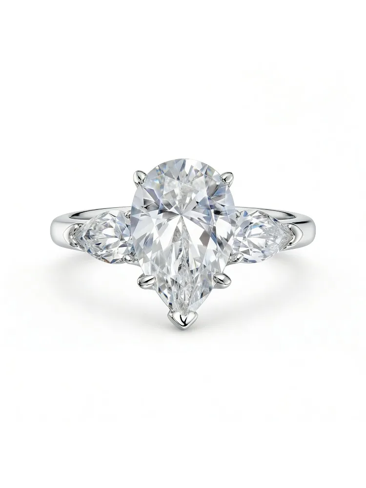 925 Sterling Silber Klassischer Birnenförmiger Wassertropfen-Zirkon-Ring für Damen, Verlobung, Hochzeit, Luxus, Hochwertiger Edler Schmuck – Detail 5