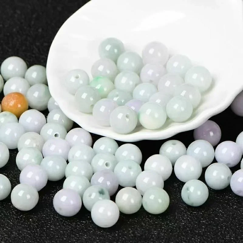 

10PC Natural jade Emerald 6-10mm Bead Accessories DIY Bangle Charm Jewellery Fashion Hand-Carved Luck Amulet Gift