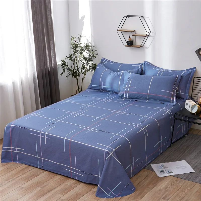 Artistic Geometric Pattern Bed Sheet Set Simple Home Cotton Fabric Bedding Skin-friendly Breathable Healthy Sleep for Boys Girls