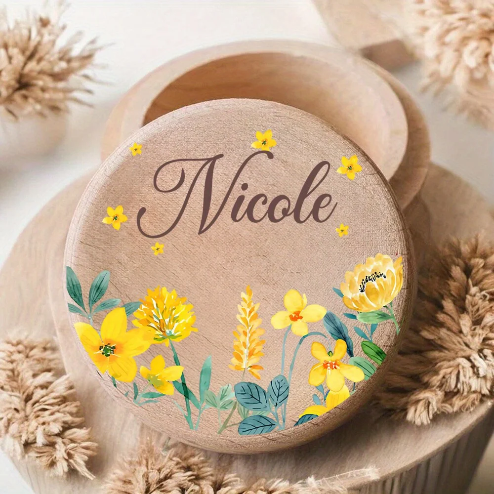Personalized Tooth Box Name Date Suitable Teeth Saving Curly Hair Preservation Wood Memory Box with Name Plate Christening Gifts