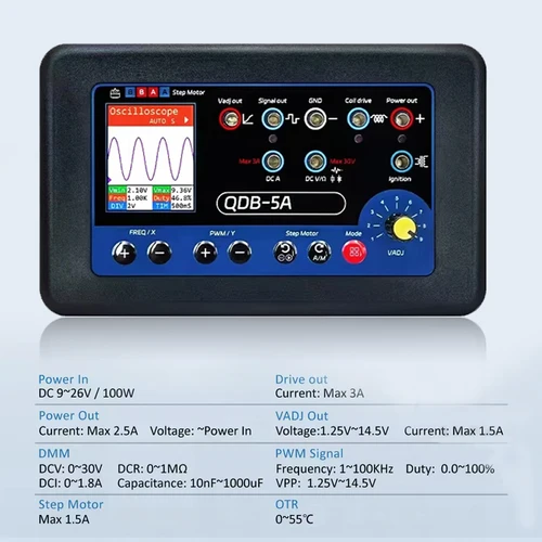 Imagen 2 del producto Probador de inyector de prueba de bobina de encendido QDB300 5A 12 ~ 24V, probador de Sensor de coche, osciloscopio, Detector de fallos de accionamiento PWM, probador de Motor paso a paso