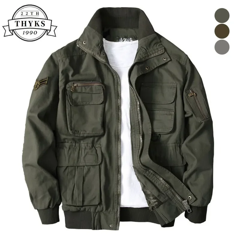 

Autumn 100% Cotton Jacket Men Multi-pocket Double-layer Camouflage Thick Jackets Loose Military Coats Male Jaqueta Masculina