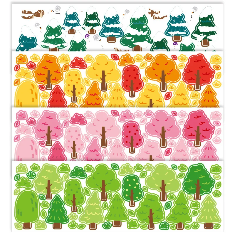 

Colorful Forest Stickers DIY Scrapbook Bottom Collage Phone Computer Diary Happy Planner Gift Sealing Decor Sticker Stationery