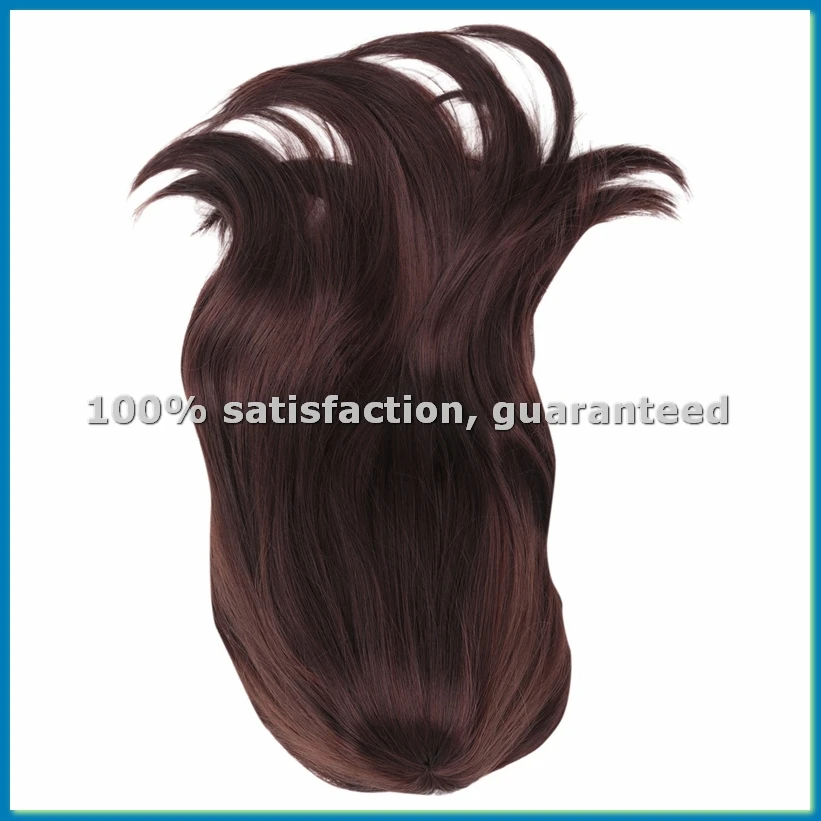 

Женские парики: естественные волнистые темно-коричневые синтетические парики с боковым пробором и челкой для повседневного использования - ABFB