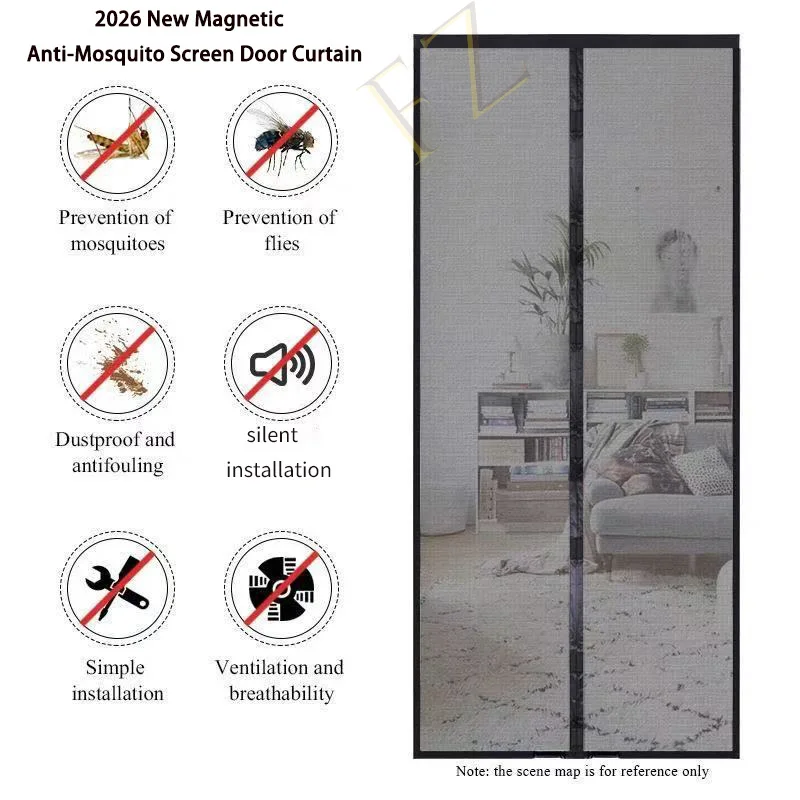 2026 New High End Household Summer Magnetic Self Suction Mosquito Curtain Self Adhesive Mosquito Curtain for Household Use