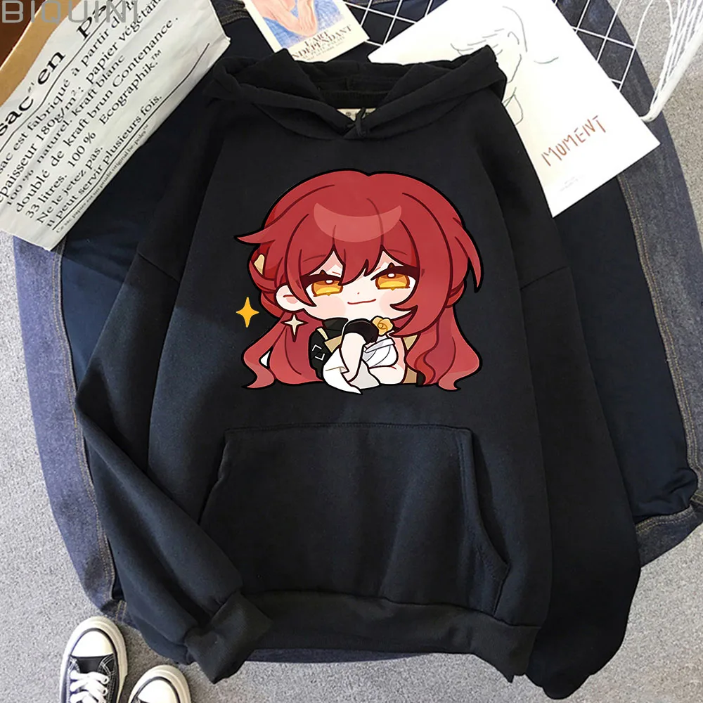 Honkai Star Rail Himeko Cartoon Graphic Hoodies Women Men Streetwear Harajuku Hooded Long Sleeve Sweatshirts Outfits Y2k Clothes