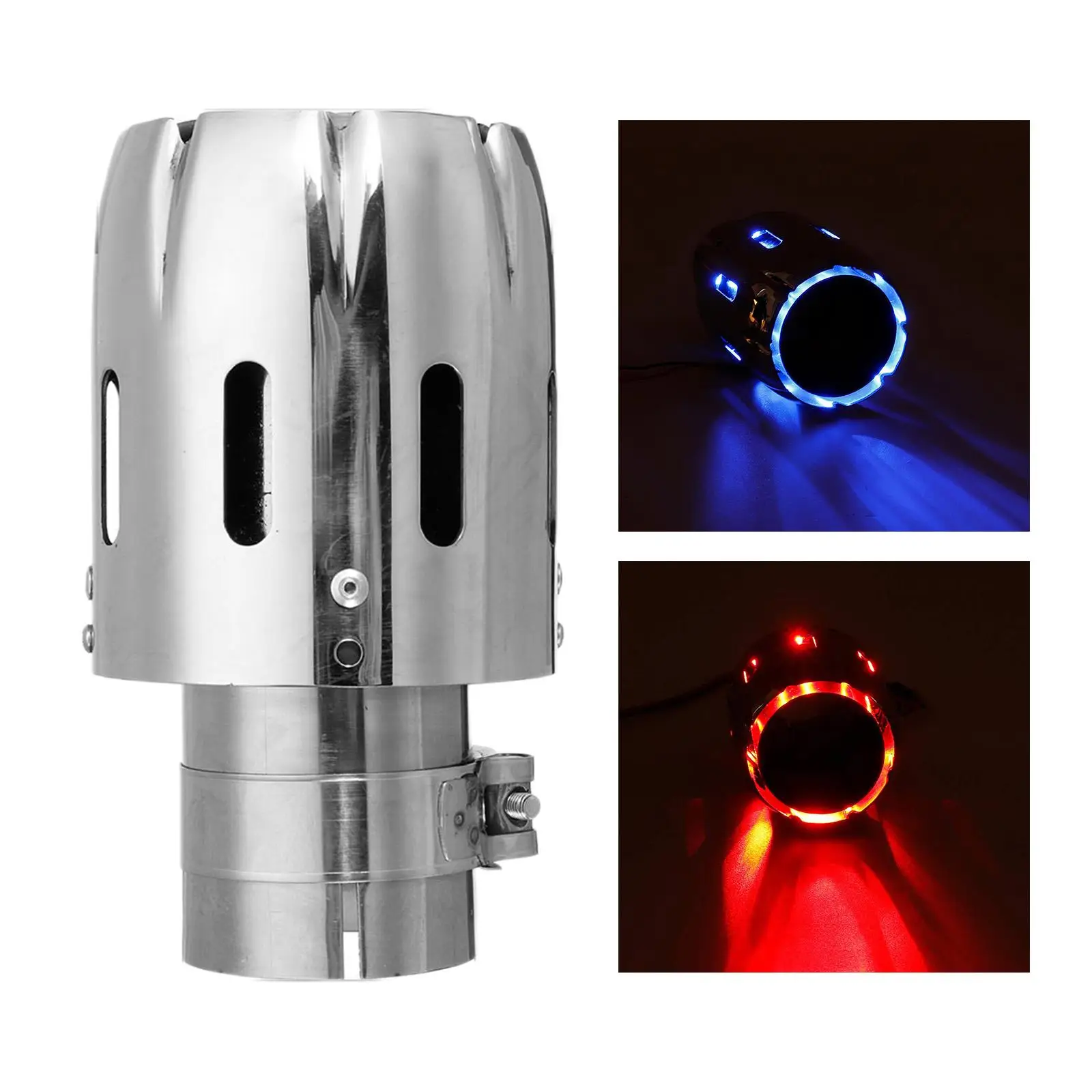 Blue/Red Light Clip Type StainleSteel Exhaust with Retrofitted tail with lamp