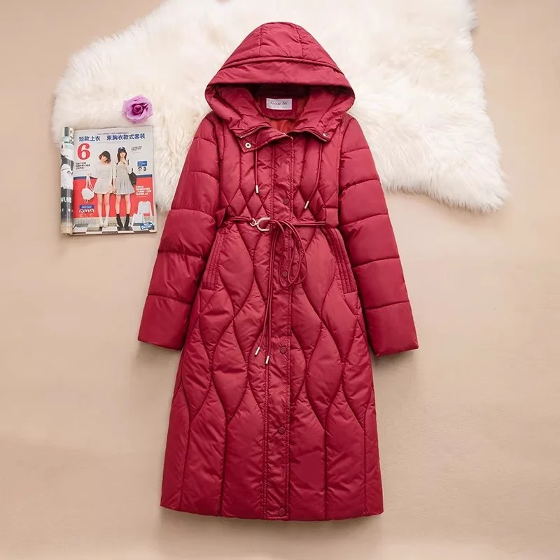 

Женская зимняя куртка-парка с капюшоном, приталенная длинная хлопковая верхняя одежда, теплая модная куртка w1998