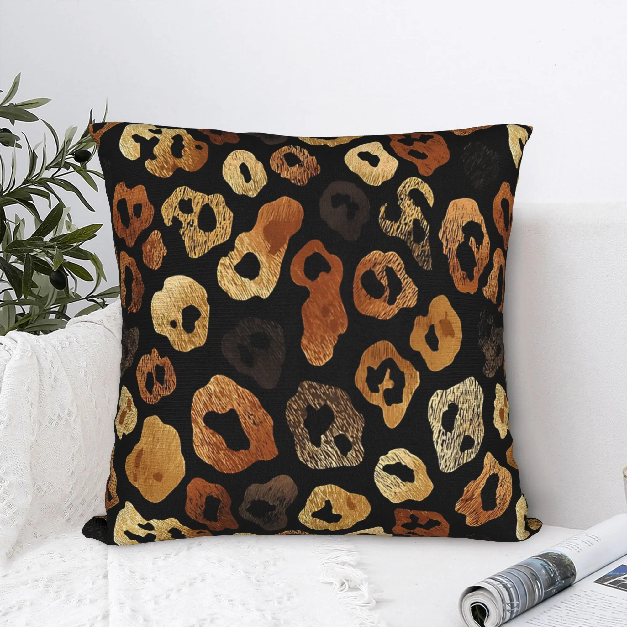 Leopard Skin Texture Pillow Cover Wildlife Rescue Soft Cushion Cover Kawaii Pillow Case For Chair Sofa Home Decor