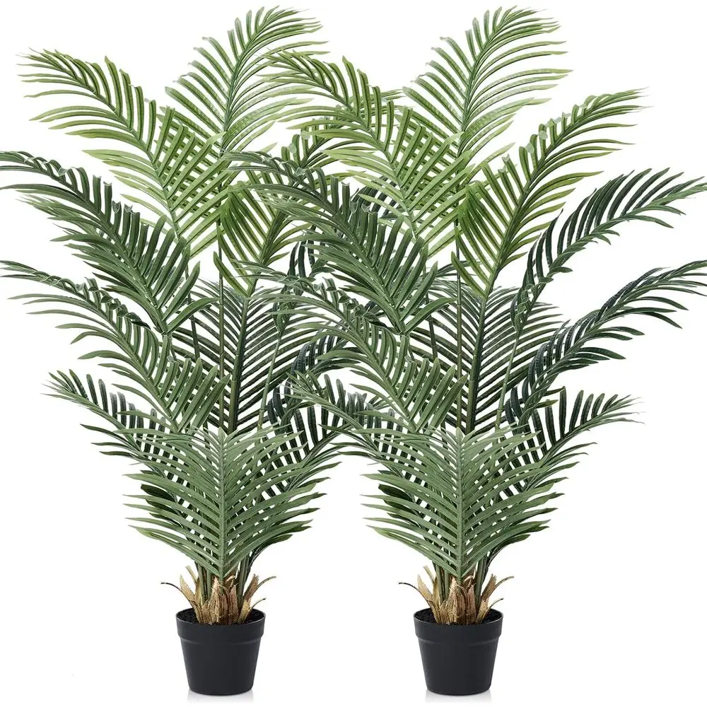 

Устойчивые к ультрафиолетовому излучению искусственные пальмы Areca высотой 4 фута, в горшках для внутреннего или наружного использования, идеально подходят для декора гостиной и крыльца, S