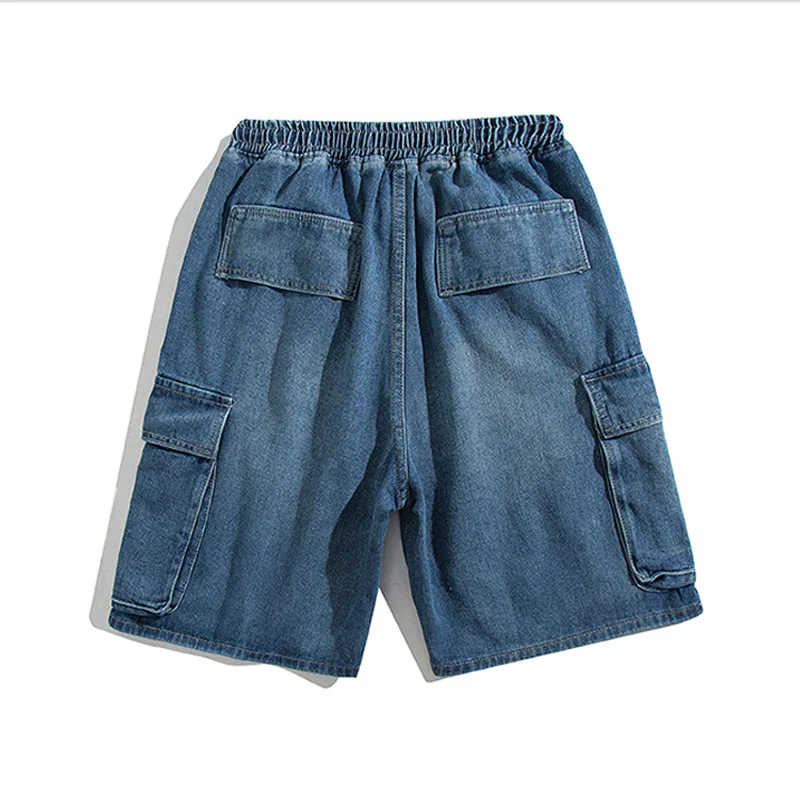 Summer Men Denim Short Streetwear Vintage Korean Harajuku Pocket Jeans Shorts Hip Hop Cargo Pants Oversized Bottoms Male Clothes