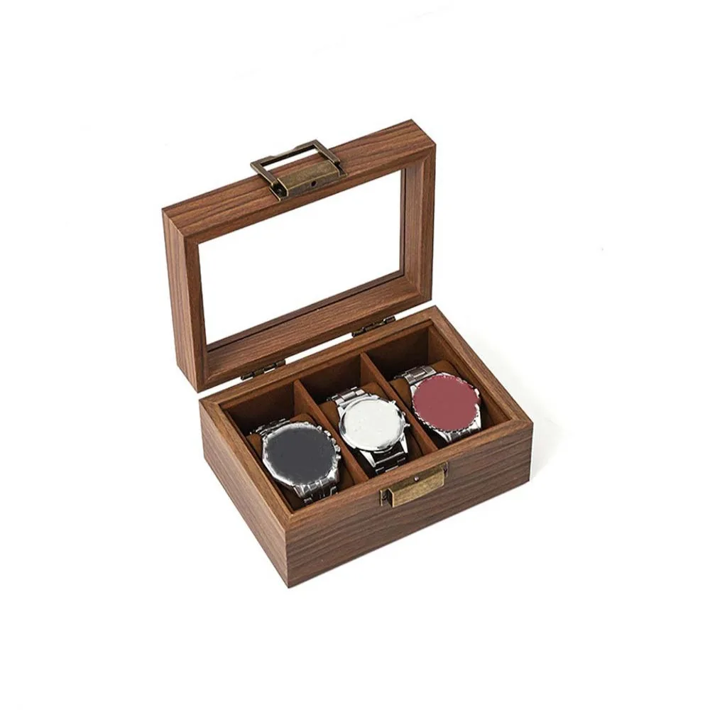 

1/2/3/6/10/12 Slots Watch Storage Box Soft Watch Pillow Transparent Glass Watch Display Box Chinese Style Walnut Wood