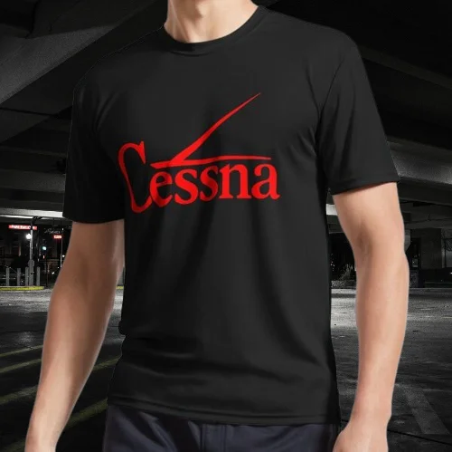 Cessna logo Camiseta clásica activa Modo de tamaño divertido americano