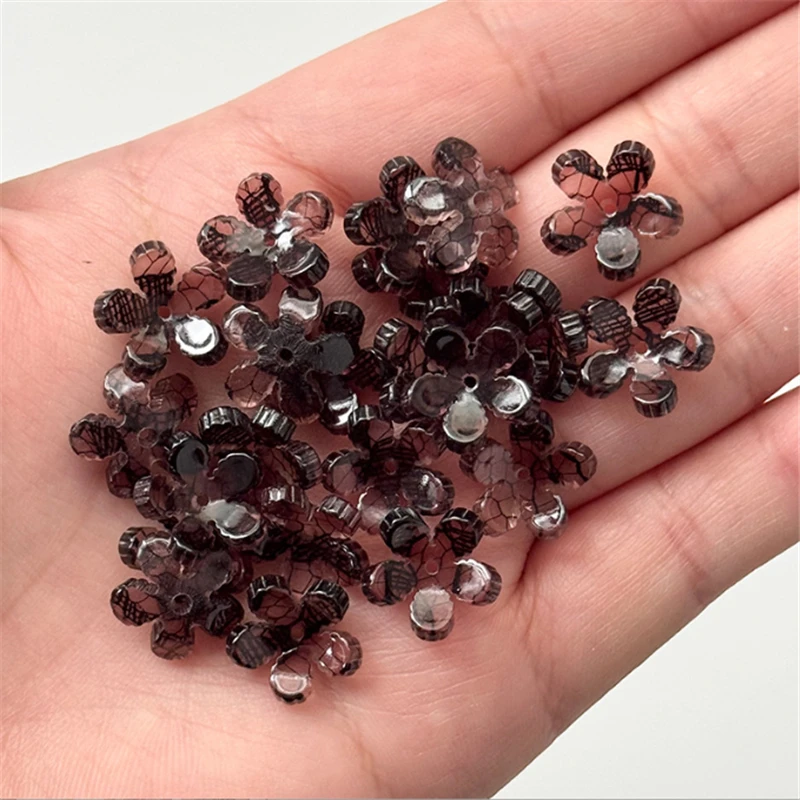 20Pcs New Acetic Acid 14MM Torus Resin Flower Beads Cap Petals Charm Connectors Diy Hair Jewelry Making Accessories