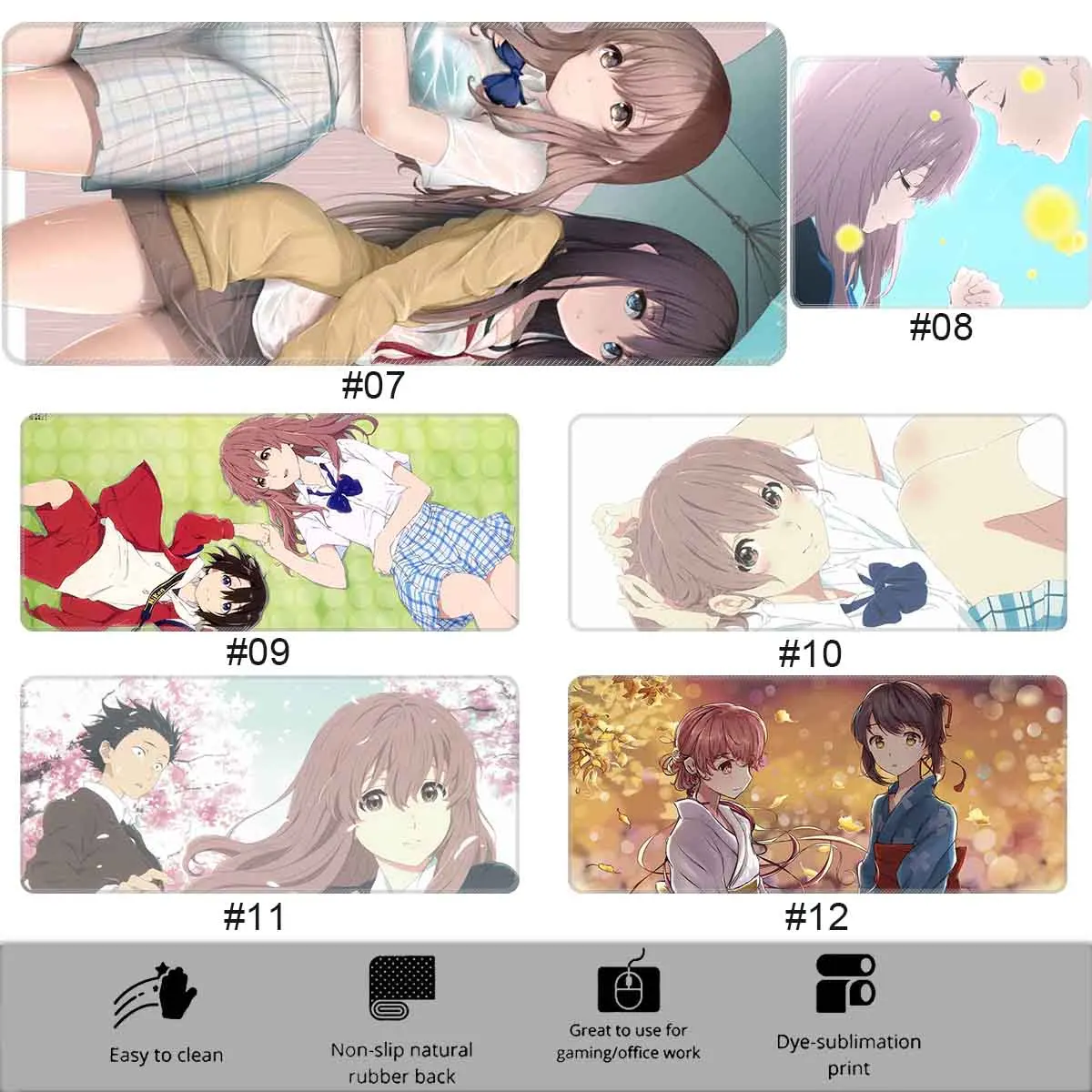 Anime A Silent Voice Nishimiya Shouko Mouse Pad Mousepad Overwatched Professional Large Non-Slip Gamer Keyboard Pad Mouse Mat