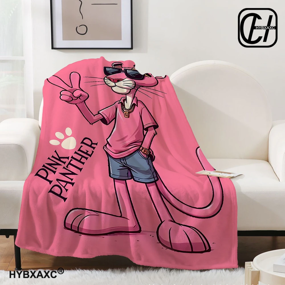 Cool P-PinkS PantherS Blanket Aesthetic Art Flannel Blanket Portable Home Travel Camping Sofa Picnic Cute pink cartoon Blanket