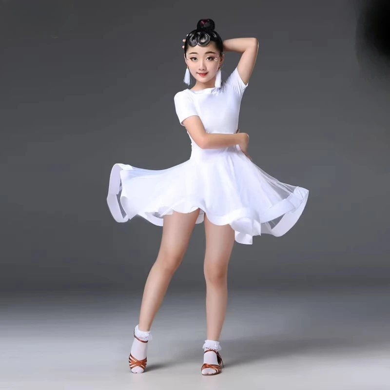 

Новое платье для латиноамериканских танцев для девочек и детская одежда для тренировок, костюмы для соревнований и выступлений на весну и лето